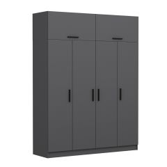 Minar Kale 4 Kapaklı 2 Çekmeceli Dolap Ve Yüklük Antrasit