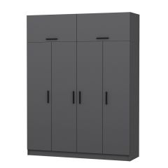 Minar Kale 4 Kapaklı 2 Çekmeceli Dolap Ve Yüklük Antrasit