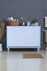 Sare 95 cm Beyaz Sepetli Banyo Dolabı,Mutfak Dolabı 95x75x32,5 cm Oyuncak Sepeti Çok Amaçlı Dolap