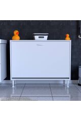 Sare 95 cm Beyaz Sepetli Banyo Dolabı,Mutfak Dolabı 95x75x32,5 cm Oyuncak Sepeti Çok Amaçlı Dolap