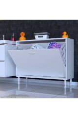 Sare 95 cm Beyaz Sepetli Banyo Dolabı,Mutfak Dolabı 95x75x32,5 cm Oyuncak Sepeti Çok Amaçlı Dolap