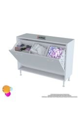 Sare 95 cm Beyaz Sepetli Banyo Dolabı,Mutfak Dolabı 95x75x32,5 cm Oyuncak Sepeti Çok Amaçlı Dolap
