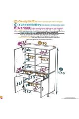 Line Beyaz 90 cm Banyo Dolabı Çok Bölmeli Banyo Düzenleyici Dolap 4 Kapaklı 4 Raflı 90x173x32,5 cm