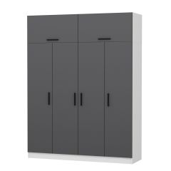 Minar Kale 4 Kapaklı 2 Çekmeceli Dolap Ve Yüklük Beyaz Antrasit