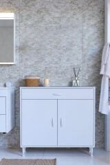 Rose 90 cm Beyaz 1 Çekmeceli Banyo Mutfak Dolabı 4 Bölmeli 3 Raflı Çok Amaçlı Dolap 90x88x32,5 cm
