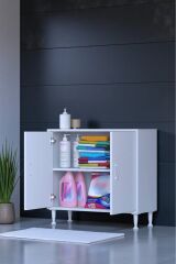 Arden 85 cm Beyaz 2 Bölmeli Banyo Düzenleyici Dolap 1 Raflı Çok Amaçlı Mutfak Dolabı 85x75x32,5 cm