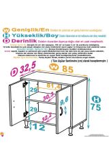 Arden 85 cm Beyaz 2 Bölmeli Banyo Düzenleyici Dolap 1 Raflı Çok Amaçlı Mutfak Dolabı 85x75x32,5 cm