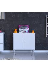 Arden 85 cm Beyaz 2 Bölmeli Banyo Düzenleyici Dolap 1 Raflı Çok Amaçlı Mutfak Dolabı 85x75x32,5 cm