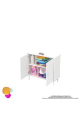 Arden 85 cm Beyaz 2 Bölmeli Banyo Düzenleyici Dolap 1 Raflı Çok Amaçlı Mutfak Dolabı 85x75x32,5 cm