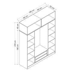 Minar Kale 4 Kapaklı 4 Aynalı 2 Ç Dolap Ve Yüklük Antrasit