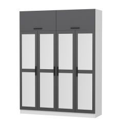 Minar Kale 4 Kapaklı 4 Aynalı 2 Ç Dolap ve Yüklük Beyaz Antrasit