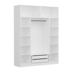 Minar Kale 4 Kapaklı 4 Aynalı 2 Ç Dolap ve Yüklük Beyaz Antrasit