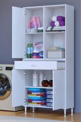 Vellum Beyaz Dolap 80x173x32,5 cm Ebatlarında Çok Fonksiyonlu 80 cm Genişlikte Banyo Dolabı