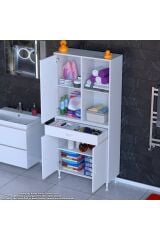 Vellum Beyaz Dolap 80x173x32,5 cm Ebatlarında Çok Fonksiyonlu 80 cm Genişlikte Banyo Dolabı