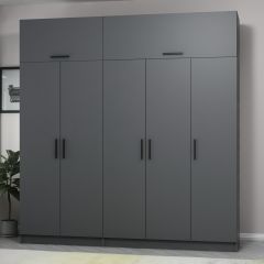 Minar Kale 5 Kapaklı 2 Çekmeceli Dolap Ve Yüklük Antrasit