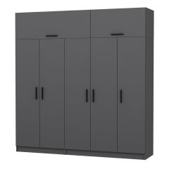 Minar Kale 5 Kapaklı 2 Çekmeceli Dolap Ve Yüklük Antrasit