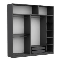 Minar Kale 5 Kapaklı 2 Çekmeceli Dolap Ve Yüklük Antrasit