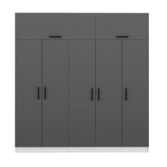 Minar Kale 5 Kapaklı 2 Çekmeceli Dolap Ve Yüklük Beyaz Antrasit