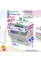 Asil 80 cm Kirli Çamaşır Sepetli Banyo Dolabı 1 Çekmeceli Mutfak Çok Amaçlı Dolap 80x88x32,5 cm