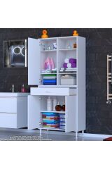 Rivo 4 Raflı Banyo/Mutfak Dolabı 85 cm Beyaz Renkli Çok Amaçlı Dolap 85x173x32,5 cm Ebatlarında