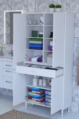 Nexa Modüler Dolap 75 Cm Banyo/Mutfak Dolabı Extra Kullanım Alanlı 75x173x32,5 cm Beyaz Dolap