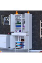 Nexa Modüler Dolap 75 Cm Banyo/Mutfak Dolabı Extra Kullanım Alanlı 75x173x32,5 cm Beyaz Dolap