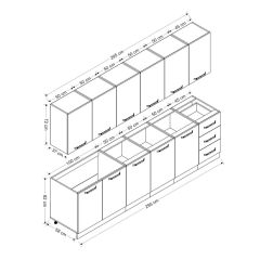 Minar 295 Cm Mutfak Dolabı Beyaz Antrasit 295-A2