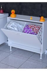 Sare 75 cm Beyaz Sepetli Banyo Dolabı,Mutfak Dolabı 75x75x32,5 cm Oyuncak Sepeti Çok Amaçlı Dolap