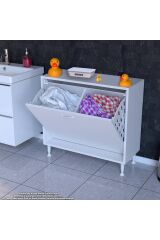 Sare 75 cm Beyaz Sepetli Banyo Dolabı,Mutfak Dolabı 75x75x32,5 cm Oyuncak Sepeti Çok Amaçlı Dolap