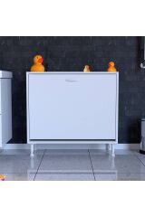 Sare 75 cm Beyaz Sepetli Banyo Dolabı,Mutfak Dolabı 75x75x32,5 cm Oyuncak Sepeti Çok Amaçlı Dolap