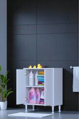Arden 80 cm Beyaz 2 Bölmeli Banyo Düzenleyici Dolap 1 Raflı Çok Amaçlı Mutfak Dolabı 80x75x32,5 cm