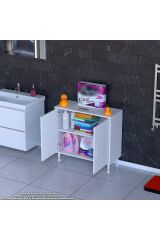 Arden 80 cm Beyaz 2 Bölmeli Banyo Düzenleyici Dolap 1 Raflı Çok Amaçlı Mutfak Dolabı 80x75x32,5 cm