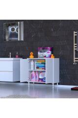 Arden 80 cm Beyaz 2 Bölmeli Banyo Düzenleyici Dolap 1 Raflı Çok Amaçlı Mutfak Dolabı 80x75x32,5 cm