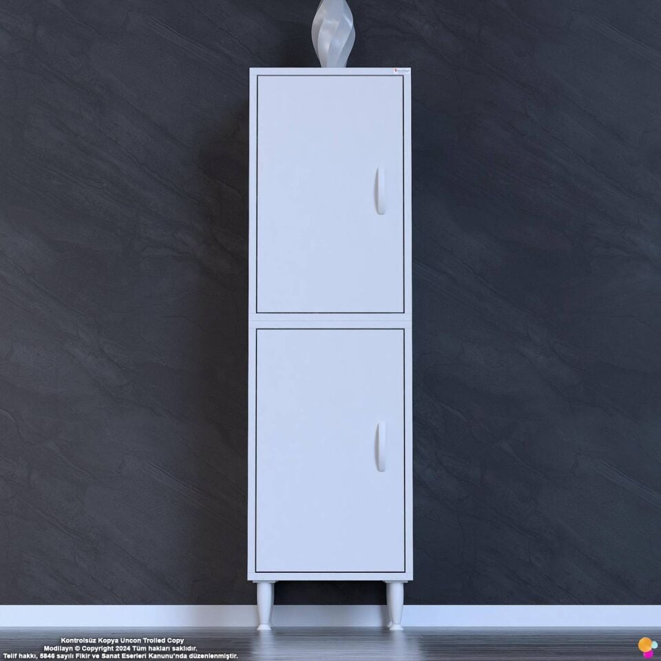 Sena 45 cm 1 Kapaklı Çok Amaçlı Dikey Dolap ve Yüksek Antre Ayakkabılık - Beyaz (45x138x32,5 cm)