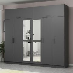 Minar Kale 6 Kapaklı 2 Aynalı 2 Ç Dolap Ve Yüklük Antrasit