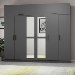 Minar Kale 6 Kapaklı 2 Aynalı 2 Ç Dolap Ve Yüklük Antrasit