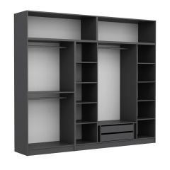 Minar Kale 6 Kapaklı 2 Aynalı 2 Ç Dolap Ve Yüklük Antrasit Dore