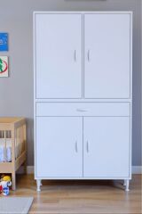 Nexa Modüler Dolap 85 Cm Banyo/Mutfak Dolabı Extra Kullanım Alanlı 85x173x32,5 cm Beyaz Dolap
