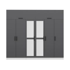 Minar Kale 6 Kapaklı 2 Aynalı 2 Ç Dolap Ve Yüklük Beyaz Antrasit