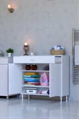 Taha 95 cm 3 Bölmeli Beyaz Çok Amaçlı Dolap 2 Raflı Banyo Mutfak Dolabı 95x88x32,5 cm Düzenleyici