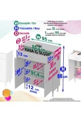Taha 95 cm 3 Bölmeli Beyaz Çok Amaçlı Dolap 2 Raflı Banyo Mutfak Dolabı 95x88x32,5 cm Düzenleyici