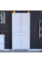 Nexa Modüler Dolap 80 Cm Banyo/Mutfak Dolabı Extra Kullanım Alanlı 80x173x32,5 cm Beyaz Dolap
