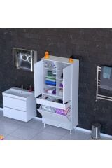 Reli Dolap Beyaz Çok Kullanımlı 85 cm Eninde Banyo Dolabı 85x171x32,5 cm 2 Kapak 6 Raf Dolap