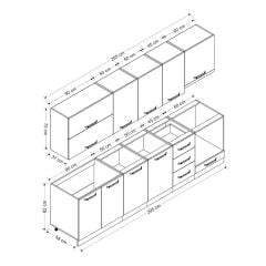 Minar 295 Cm Mutfak Dolabı Beyaz Dore 295-D8