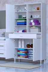 Rivo 4 Raflı Banyo/Mutfak Dolabı 100 cm Beyaz Renkli Çok Amaçlı Dolap 100x173x32,5 cm Ebatlarında