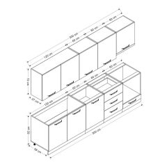 Minar 300 Cm Mutfak Dolabı Beyaz 300-B12