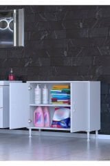 Arden 95 cm Beyaz 2 Bölmeli Banyo Düzenleyici Dolap 1 Raflı Çok Amaçlı Mutfak Dolabı 95x75x32,5 cm