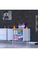 Arden 95 cm Beyaz 2 Bölmeli Banyo Düzenleyici Dolap 1 Raflı Çok Amaçlı Mutfak Dolabı 95x75x32,5 cm