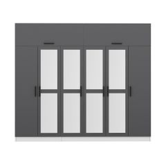 Minar Kale 6 Kapaklı 4 Aynalı 2 Ç Dolap Ve Yüklük Beyaz Antrasit