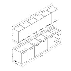 Minar 300 Cm Mutfak Dolabı Beyaz Antrasit 300-A2